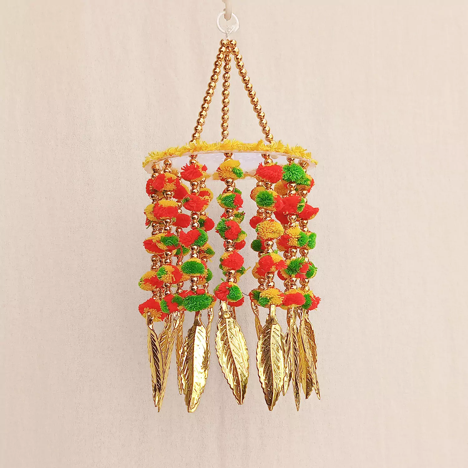 Handmade Jhumar with Multi-Color Pompom for Diwali Decor