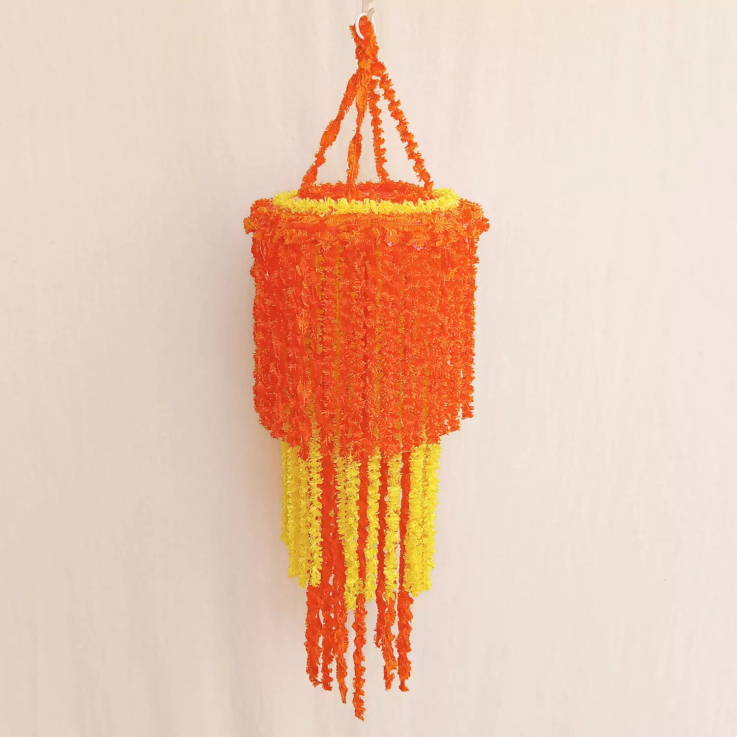 Orange & Yellow Soft Woolen & Attractive Hanging Four Layer Jhumar