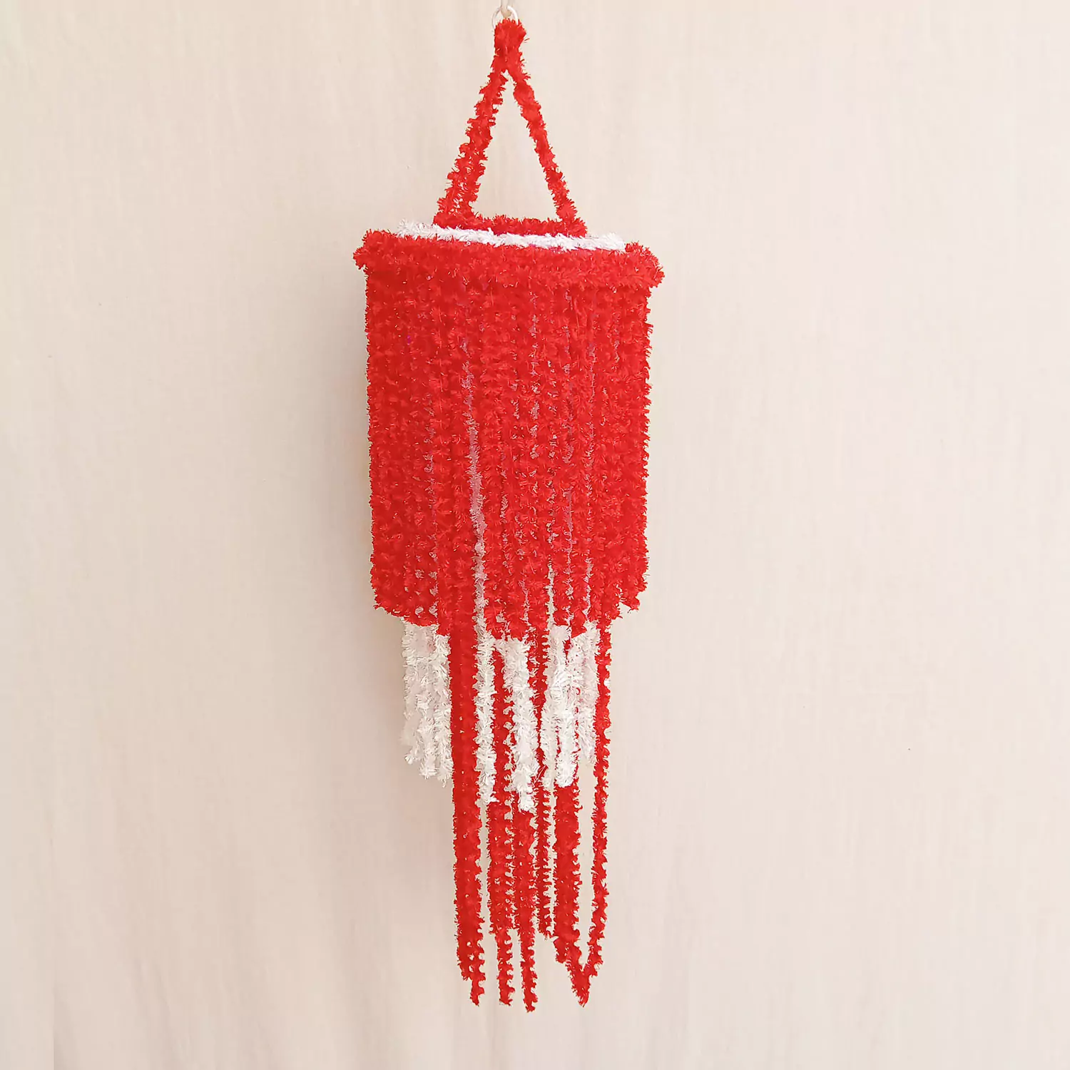 Red & White Soft woolen & attractive Hanging Four Layer Jhumar