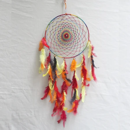 Multicolour Dream Catcher For Wall Hangings, Home Decor, Handmade for Bedroom, Balcony Decorative with Feathers