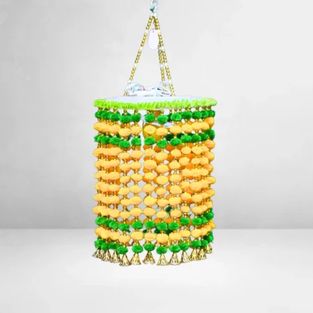 Green & Yellow Pom-Pom Jhumar For Diwali Decoration