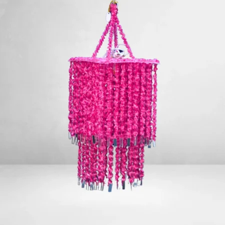 Pink Woollen & Mirror Jhumar for Home Decoration