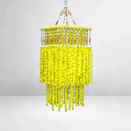 Yellow Woollen Beaded Jhumar for Home & Festive Decoration