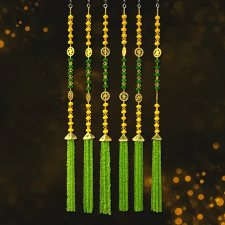 Yellow & Green Color Door Jhalar for Diwali Festivals (Pack of 4)