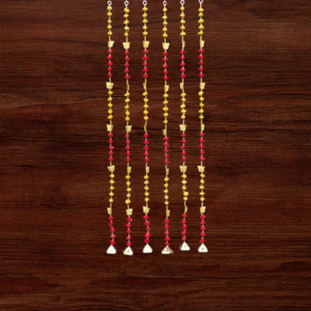 Yellow, Red Flower Diwali Latkan for Door & Wall Decoration (Pack of 6)