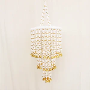Beautiful White & Golden Beads three layer Jhumar for Diwali Decor