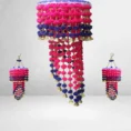 Pink-Blue-Pompom-Two-layer-Jhumar.webp