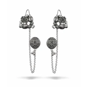 Ethnic Ear Cuff Earrings with Dangling Chain