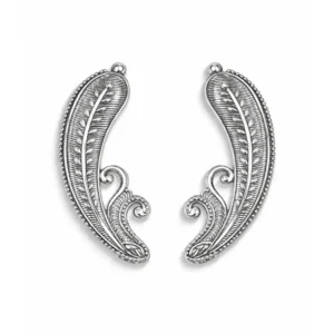 Leaf Drop Silver Oxidized Earrings for Women