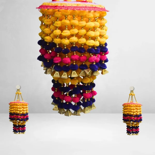 multicolour-pom-pom-layered-jhumar-with-golden-bells-for-diwali-festival-weddings.webp