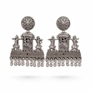 Oxidized Silver Palki Jhumka Earrings