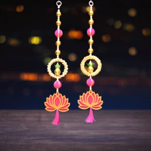 Pink Lotus With Gotta Chudi and Kalash Diwali Latkan For Diwali Decoration