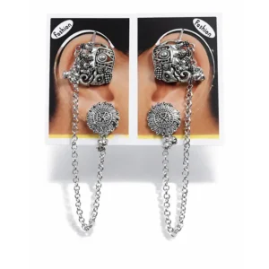 silver-elephant-charm-chain-drop-earrings