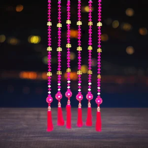 Traditional Pink & Golden Lotus Diwali Latkan for Home Door and office Wall Decoration
