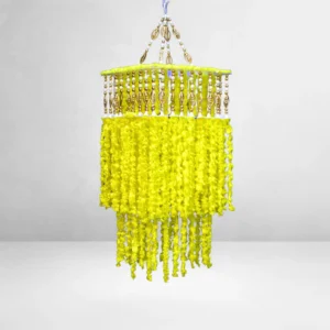 Yellow Woollen Beaded Jhumar for Home & Festive Decoration