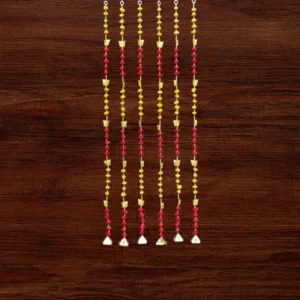 Yellow, Red Flower Diwali Latkan for Door & Wall Decoration (Pack of 6)
