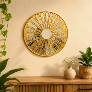 handmade-golden-lippan-art-decorative-mirror-wall-hanging