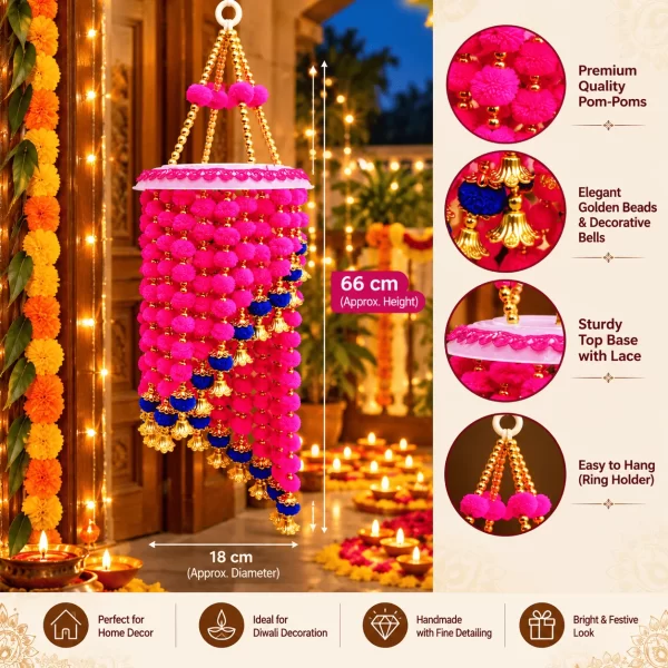 Festive Pink and Gold Jhumar Decor
