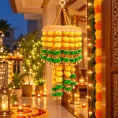 Festive Pompom Bell Toran at Diwali Entrance