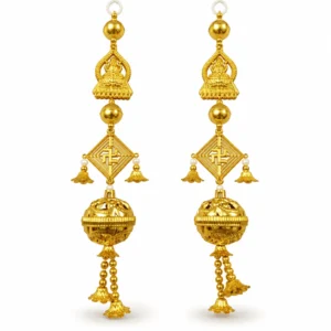 Golden Laxmi Swastik Door Latkan for Diwali Decoration – 1 Pair (35–36 cm)
