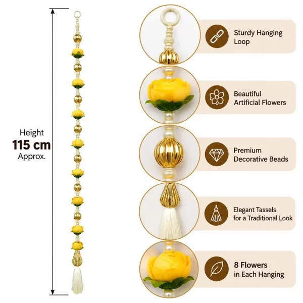 yellow-artificial-flower-door-latkan-with-golden-beads-tassels