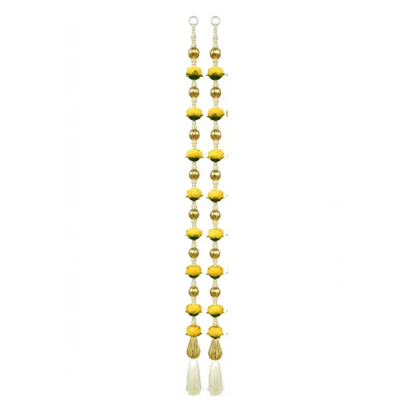 yellow-artificial-flower-door-latkan-with-golden-beads-tassels